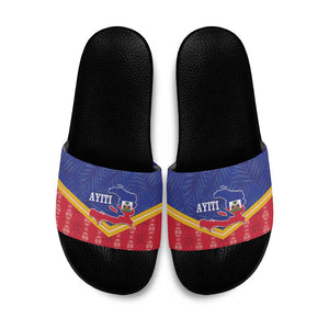 Afro-Haitians Slide Sandals Proud Ayiti Veve Vodou Royal Palm Leaves - African Pride