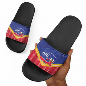 Afro-Haitians Slide Sandals Proud Ayiti Veve Vodou Royal Palm Leaves - African Pride