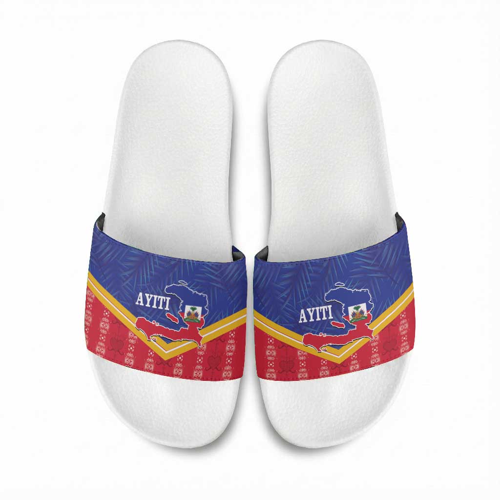 Afro-Haitians Slide Sandals Proud Ayiti Veve Vodou Royal Palm Leaves - African Pride