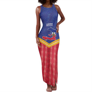 Afro-Haitians Tank Maxi Dress Proud Ayiti Veve Vodou Royal Palm Leaves - African Pride