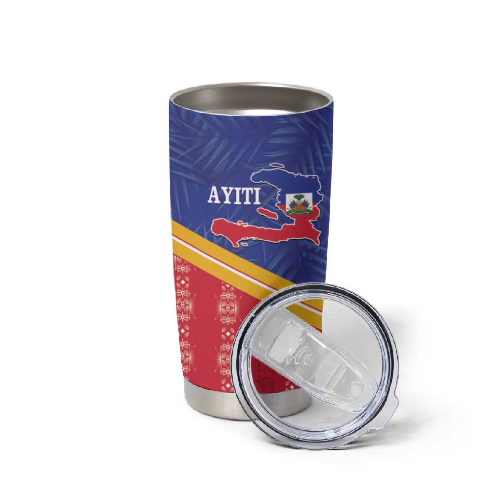 Afro-Haitians Tumbler Cup Proud Ayiti Veve Vodou Royal Palm Leaves - African Pride