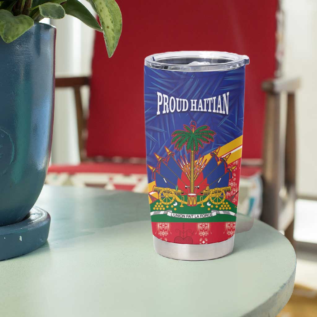 Afro-Haitians Tumbler Cup Proud Ayiti Veve Vodou Royal Palm Leaves - African Pride