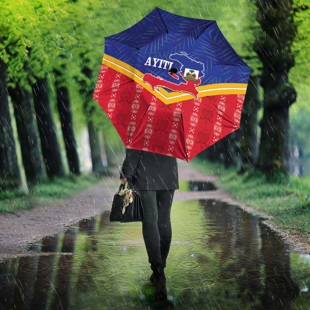 Afro-Haitians Umbrella Proud Ayiti Veve Vodou Royal Palm Leaves - African Pride