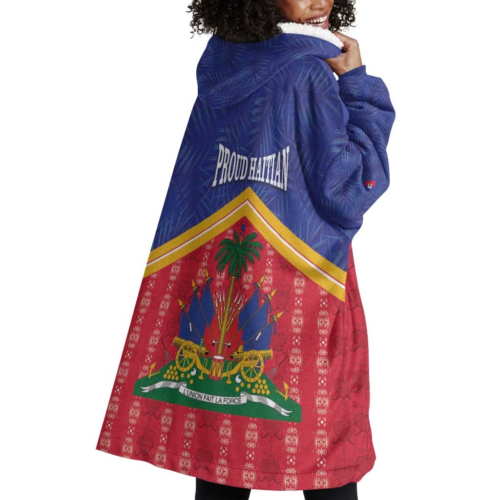 Afro-Haitians Wearable Blanket Hoodie Proud Ayiti Veve Vodou Royal Palm Leaves - African Pride