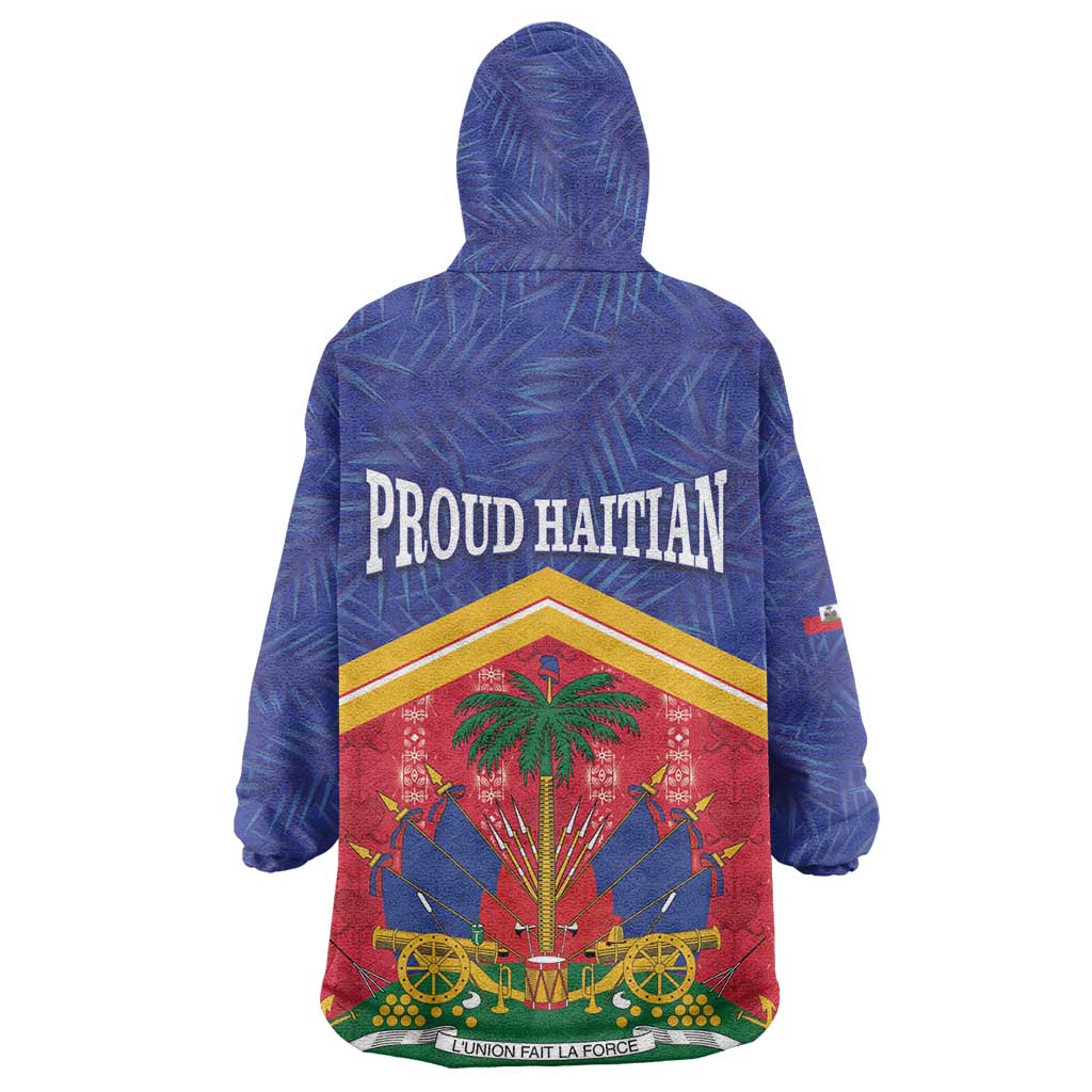 Afro-Haitians Wearable Blanket Hoodie Proud Ayiti Veve Vodou Royal Palm Leaves - African Pride