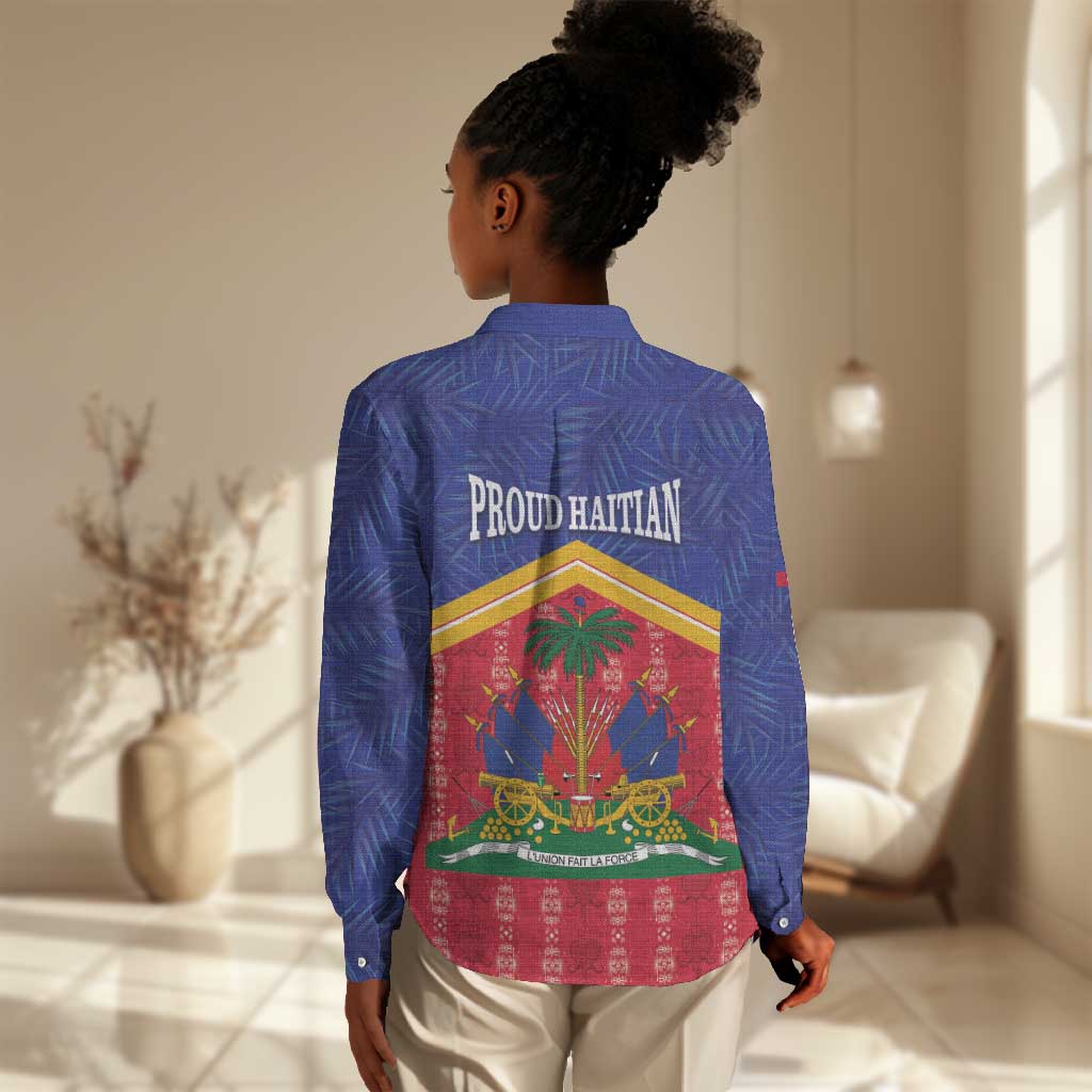 Afro-Haitians Women Casual Shirt Proud Ayiti Veve Vodou Royal Palm Leaves - African Pride