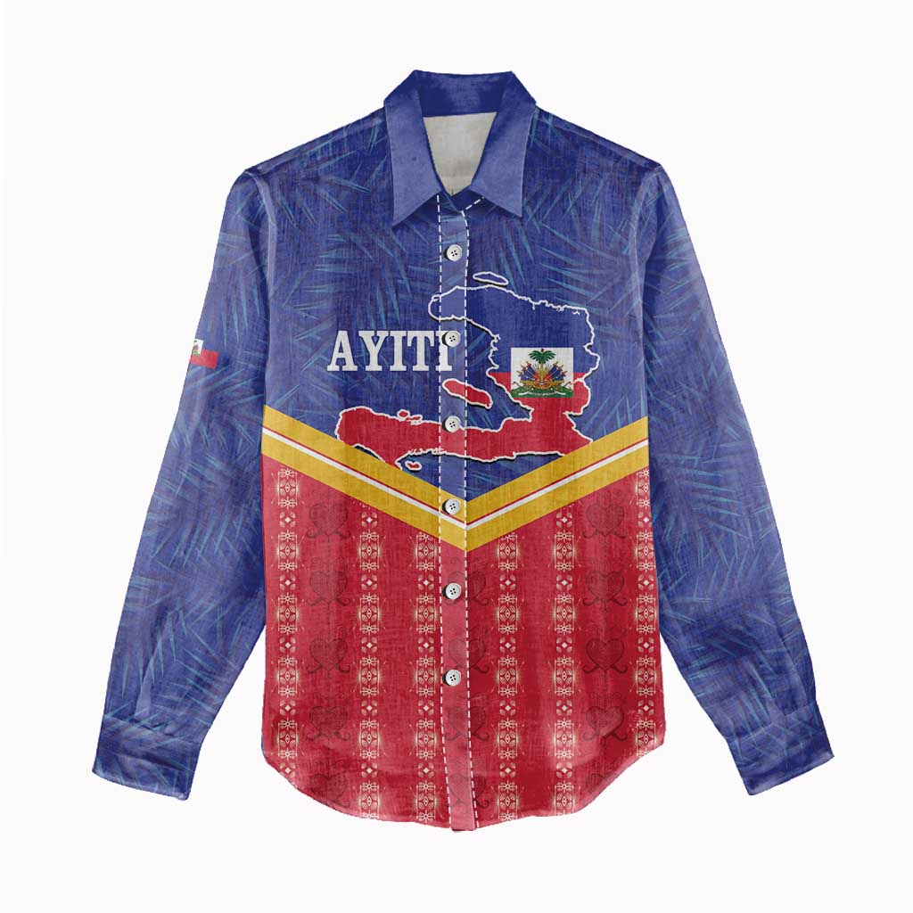 Afro-Haitians Women Casual Shirt Proud Ayiti Veve Vodou Royal Palm Leaves - African Pride