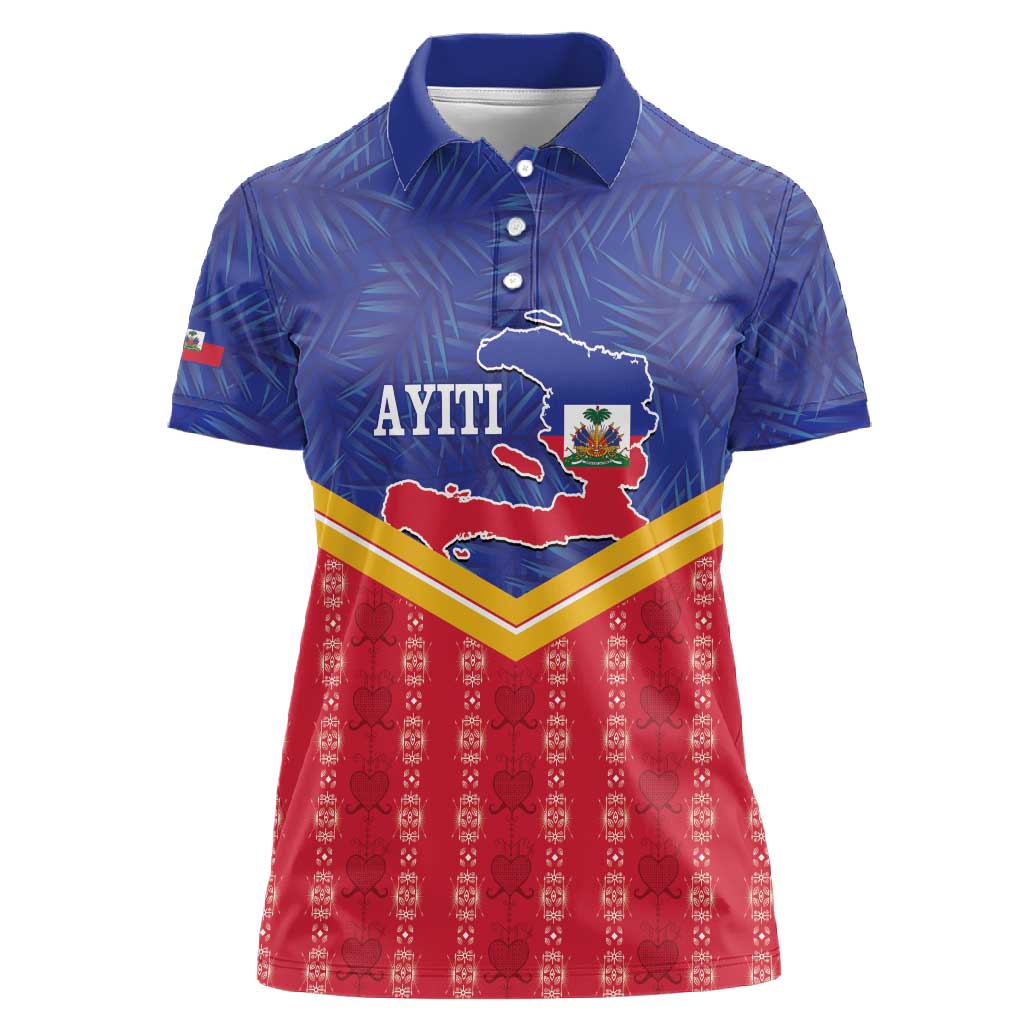 Afro-Haitians Women Polo Shirt Proud Ayiti Veve Vodou Royal Palm Leaves LT14