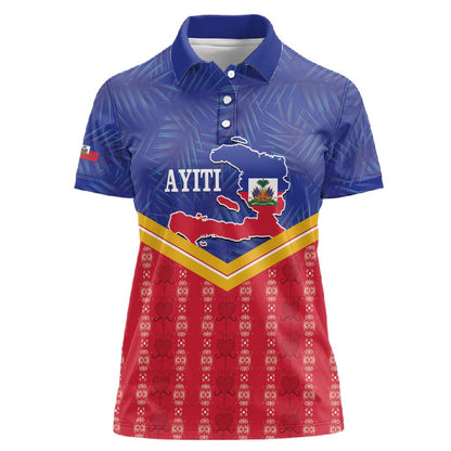 Afro-Haitians Women Polo Shirt Proud Ayiti Veve Vodou Royal Palm Leaves LT14