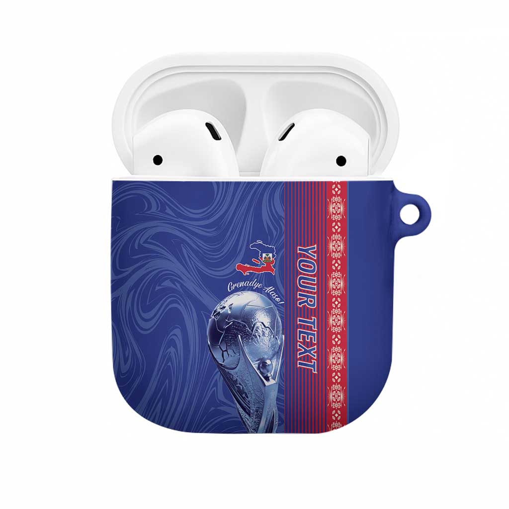 Custom Afro-Haiti Football AirPods Case 2026 Grenadye Alaso Blue Version - African Pride