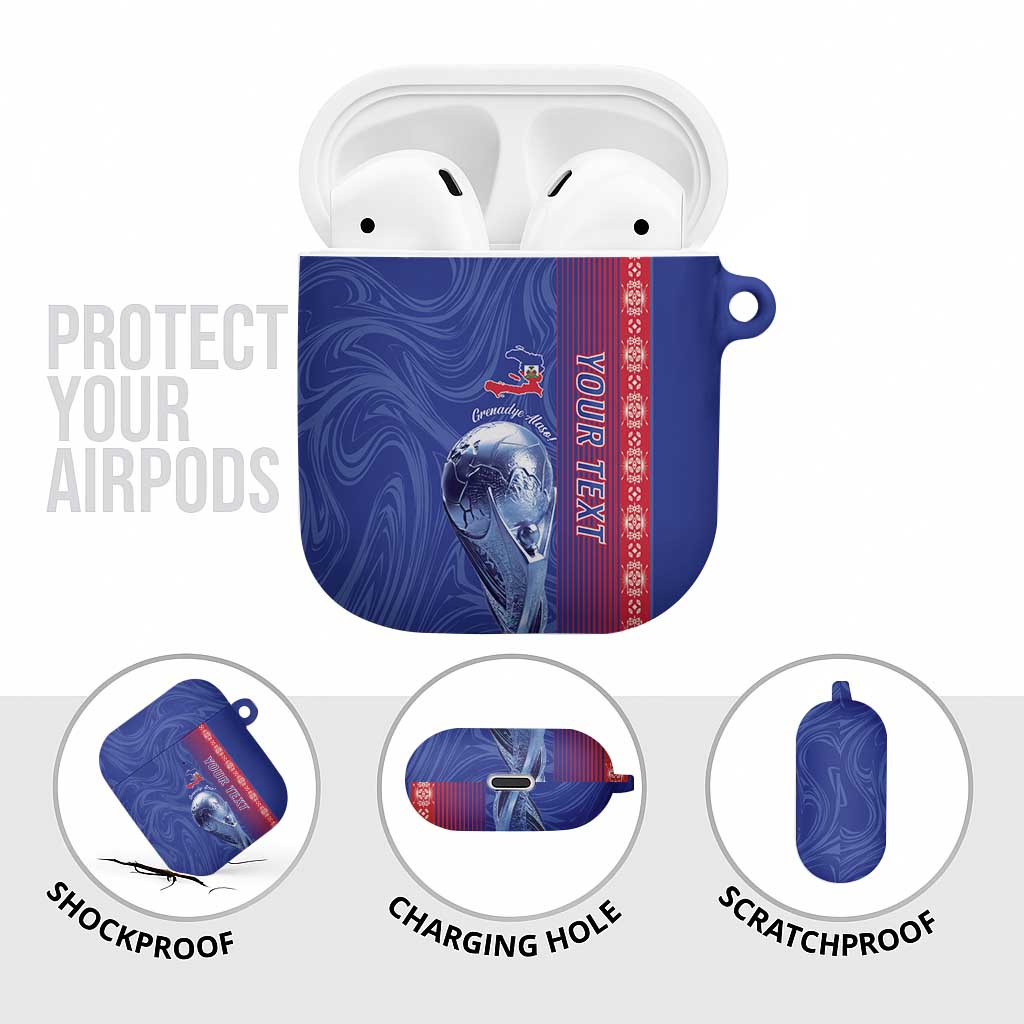 Custom Afro-Haiti Football AirPods Case 2026 Grenadye Alaso Blue Version - African Pride
