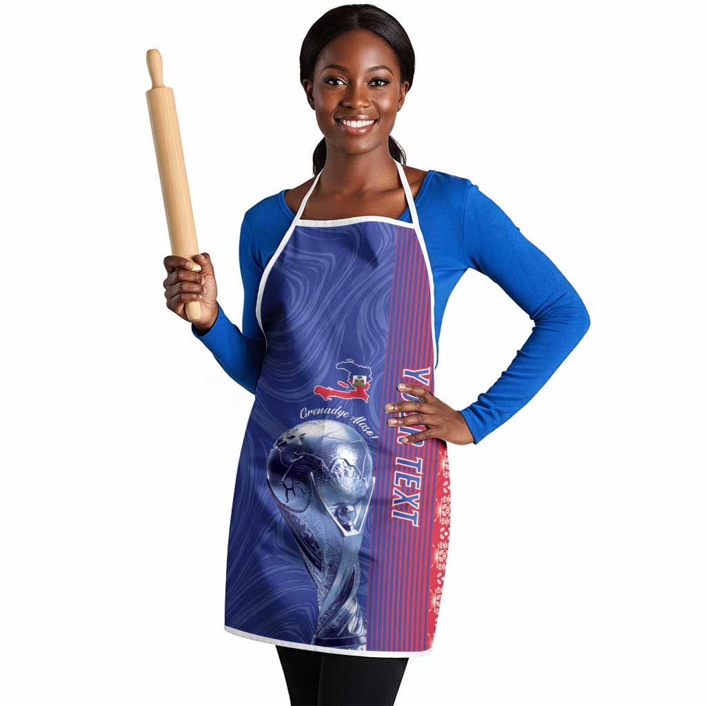 Custom Afro-Haiti Football Apron 2026 Grenadye Alaso Blue Version - African Pride