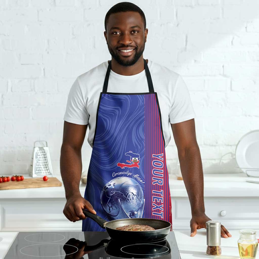 Custom Afro-Haiti Football Apron 2026 Grenadye Alaso Blue Version - African Pride