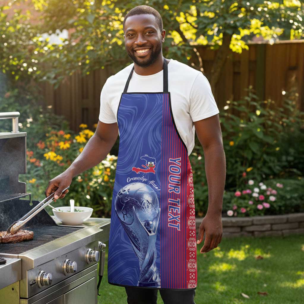 Custom Afro-Haiti Football Apron 2026 Grenadye Alaso Blue Version - African Pride