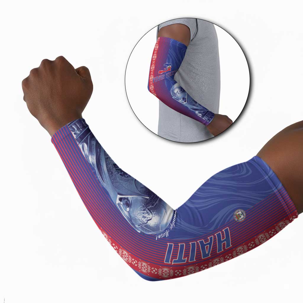Custom Afro-Haiti Football Arm Sleeves 2026 Grenadye Alaso Blue Version - African Pride