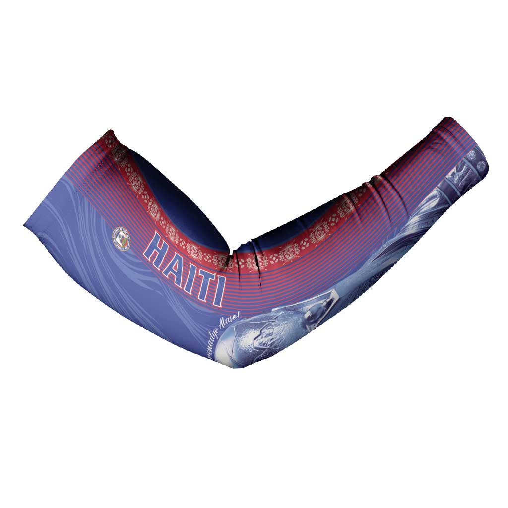 Custom Afro-Haiti Football Arm Sleeves 2026 Grenadye Alaso Blue Version - African Pride