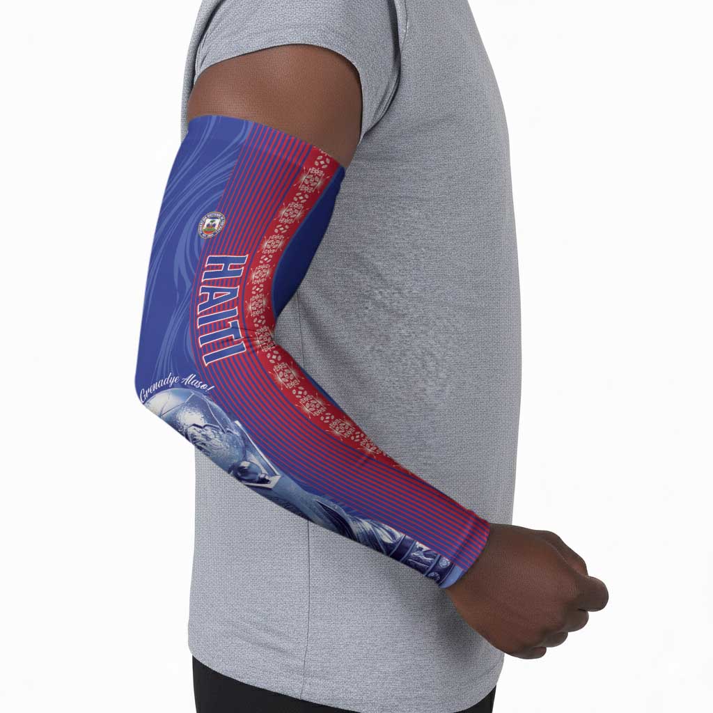 Custom Afro-Haiti Football Arm Sleeves 2026 Grenadye Alaso Blue Version - African Pride