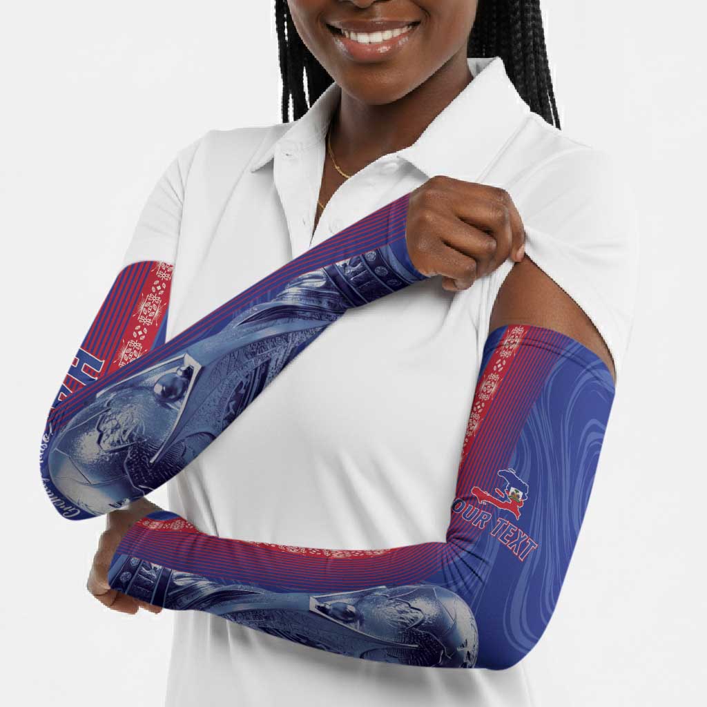 Custom Afro-Haiti Football Arm Sleeves 2026 Grenadye Alaso Blue Version - African Pride