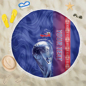 Custom Afro-Haiti Football Beach Blanket 2026 Grenadye Alaso Blue Version - African Pride