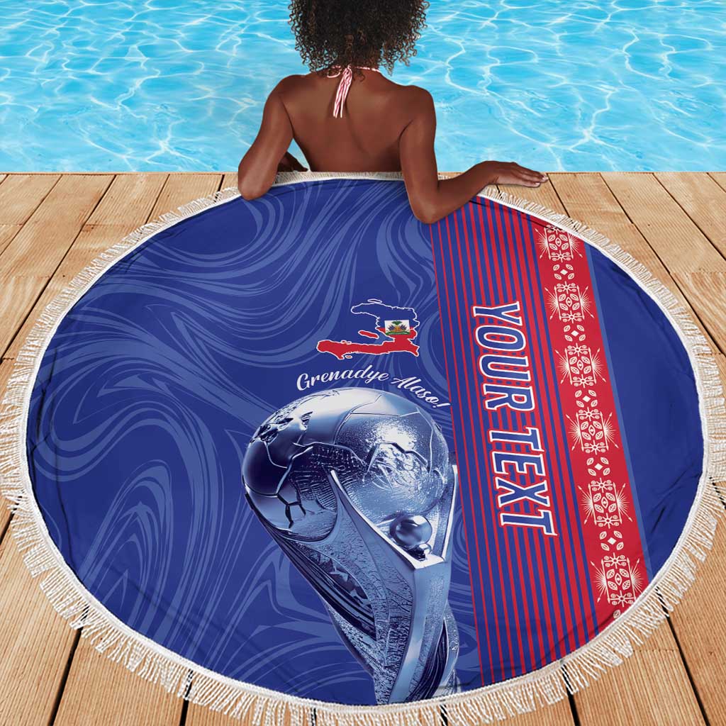 Custom Afro-Haiti Football Beach Blanket 2026 Grenadye Alaso Blue Version - African Pride