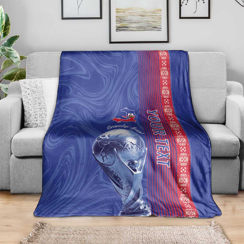 Custom Afro-Haiti Football Blanket 2026 Grenadye Alaso Blue Version - African Pride
