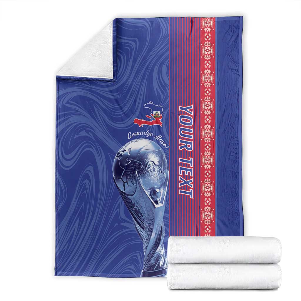 Custom Afro-Haiti Football Blanket 2026 Grenadye Alaso Blue Version - African Pride