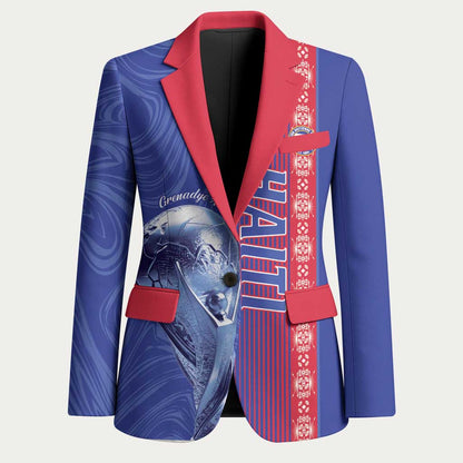 Custom Afro-Haiti Football Blazer 2026 Grenadye Alaso Blue Version - African Pride