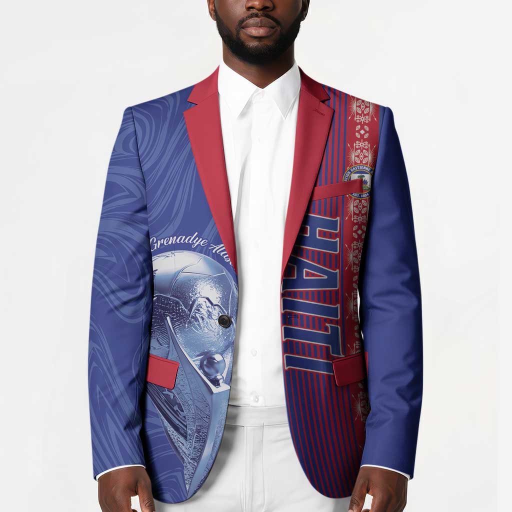 Custom Afro-Haiti Football Blazer 2026 Grenadye Alaso Blue Version - African Pride