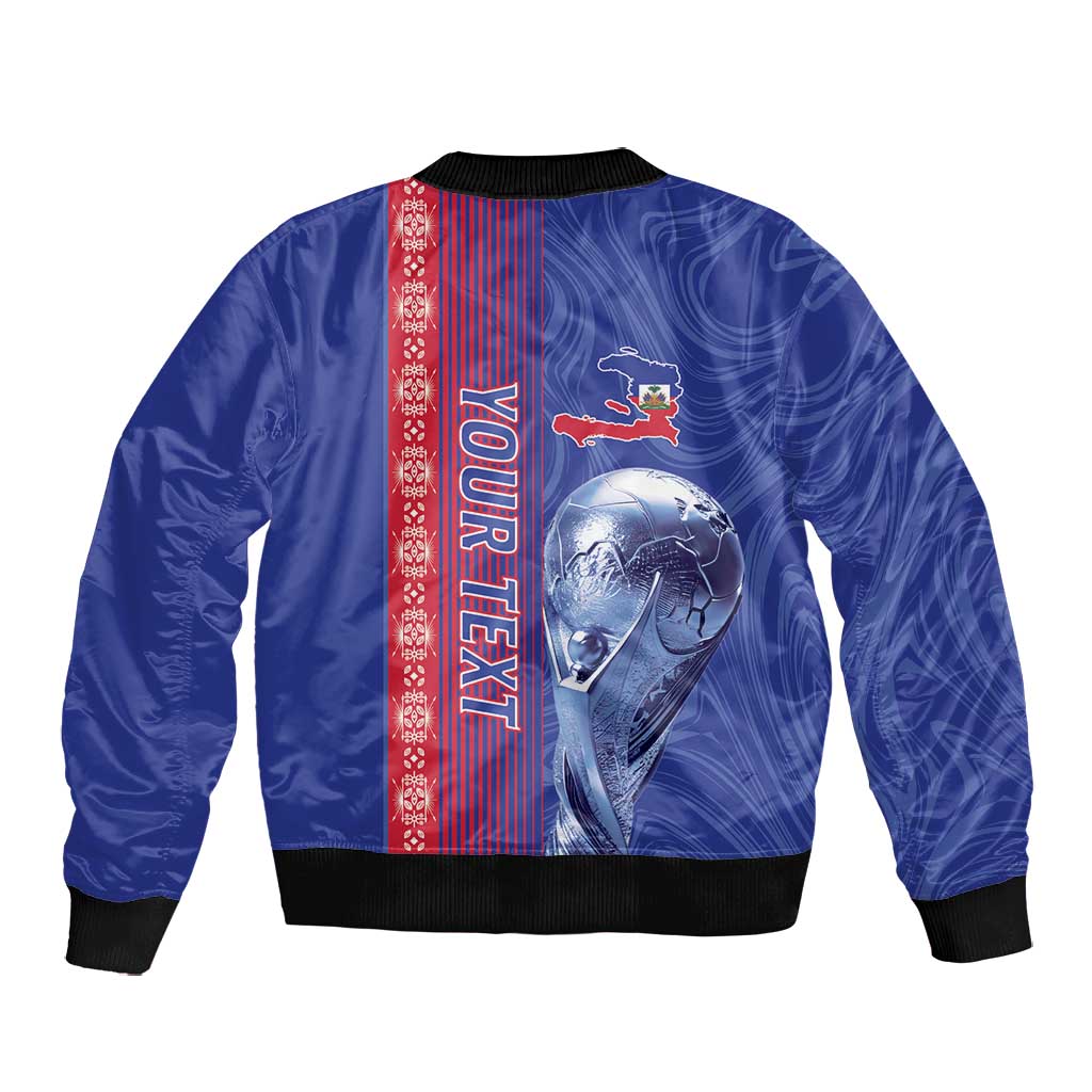 Custom Afro-Haiti Football Bomber Jacket 2026 Grenadye Alaso Blue Version - African Pride