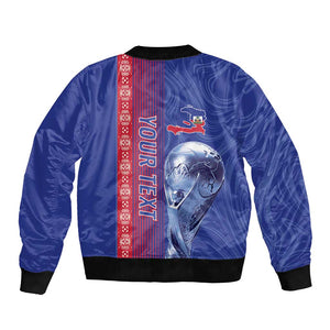 Custom Afro-Haiti Football Bomber Jacket 2026 Grenadye Alaso Blue Version - African Pride