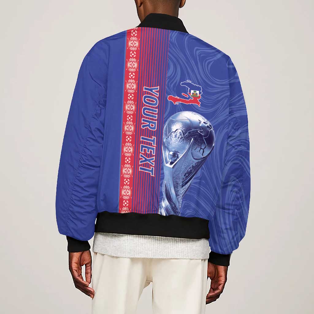 Custom Afro-Haiti Football Bomber Jacket 2026 Grenadye Alaso Blue Version - African Pride