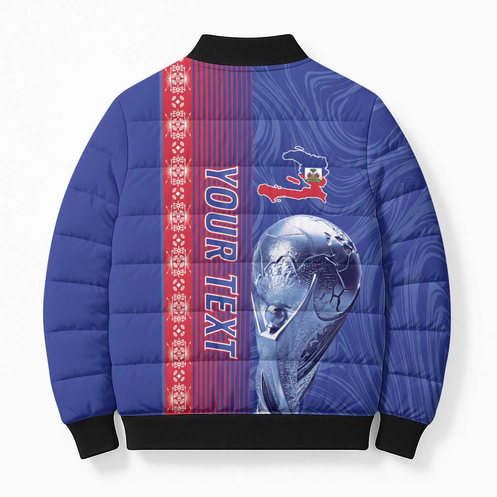 Custom Afro-Haiti Football Bomber Puffer Jacket 2026 Grenadye Alaso Blue Version - African Pride