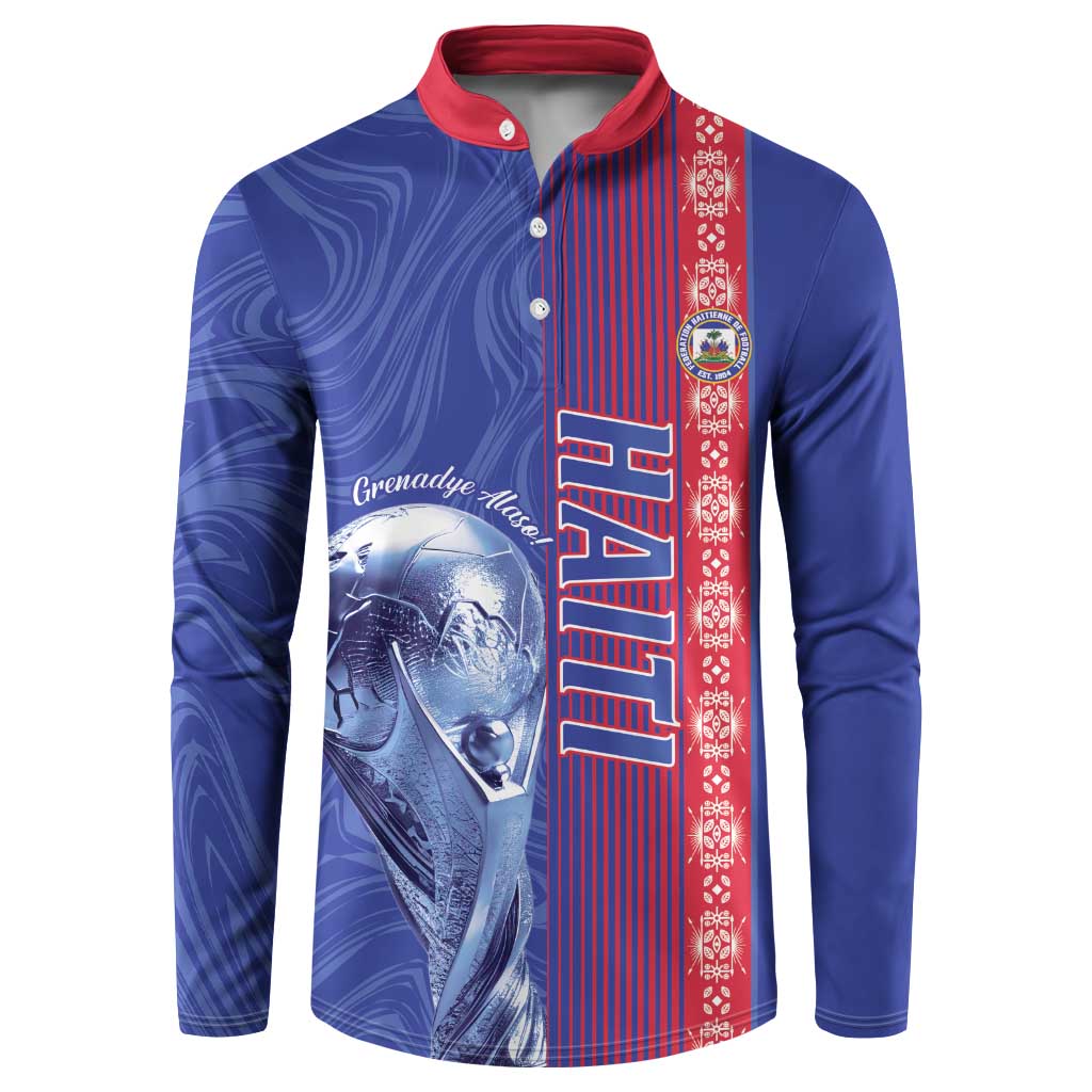 Custom Afro-Haiti Football Button Sweatshirt 2026 Grenadye Alaso Blue Version