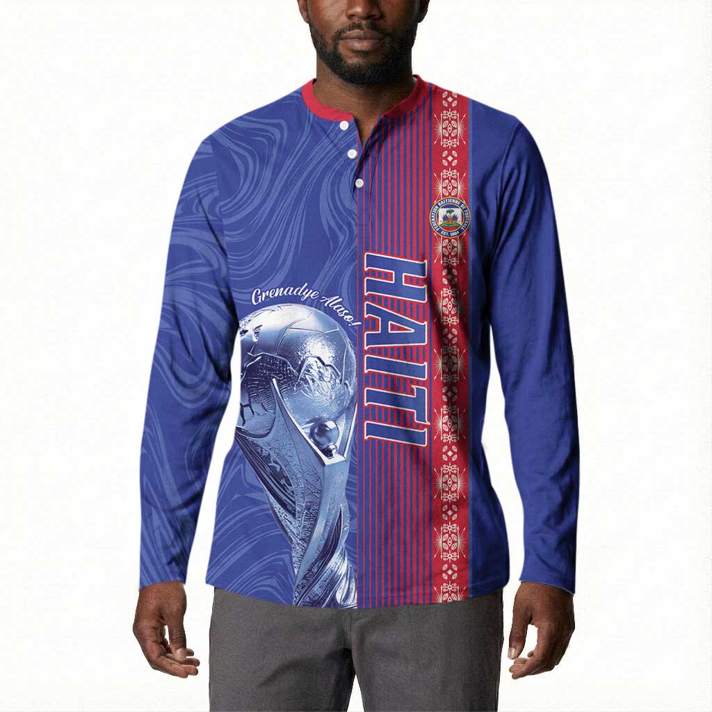 Custom Afro-Haiti Football Button Sweatshirt 2026 Grenadye Alaso Blue Version