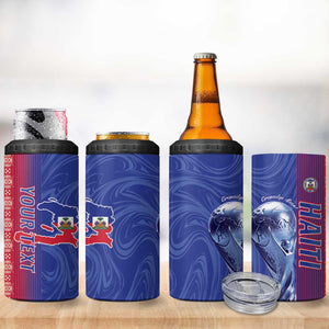 Custom Afro-Haiti Football 4 in 1 Can Cooler Tumbler 2026 Grenadye Alaso Blue Version - African Pride