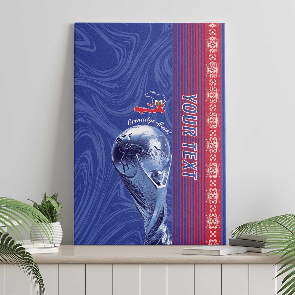 Custom Afro-Haiti Football Canvas Wall Art 2026 Grenadye Alaso Blue Version - African Pride