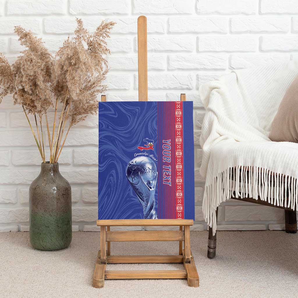 Custom Afro-Haiti Football Canvas Wall Art 2026 Grenadye Alaso Blue Version - African Pride