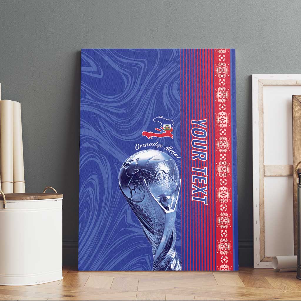 Custom Afro-Haiti Football Canvas Wall Art 2026 Grenadye Alaso Blue Version - African Pride