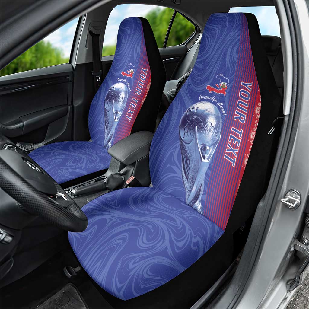 Custom Afro-Haiti Football Car Seat Cover 2026 Grenadye Alaso Blue Version - African Pride