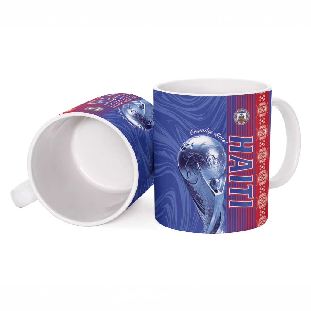Custom Afro-Haiti Football Ceramic Mug 2026 Grenadye Alaso Blue Version - African Pride