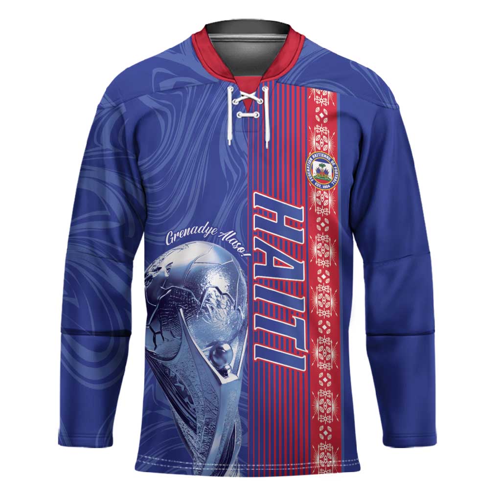 Custom Afro-Haiti Football Hockey Jersey 2026 Grenadye Alaso Blue Version - African Pride