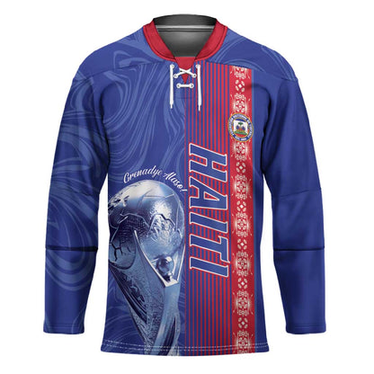Custom Afro-Haiti Football Hockey Jersey 2026 Grenadye Alaso Blue Version - African Pride