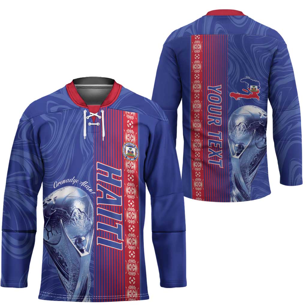Custom Afro-Haiti Football Hockey Jersey 2026 Grenadye Alaso Blue Version - African Pride