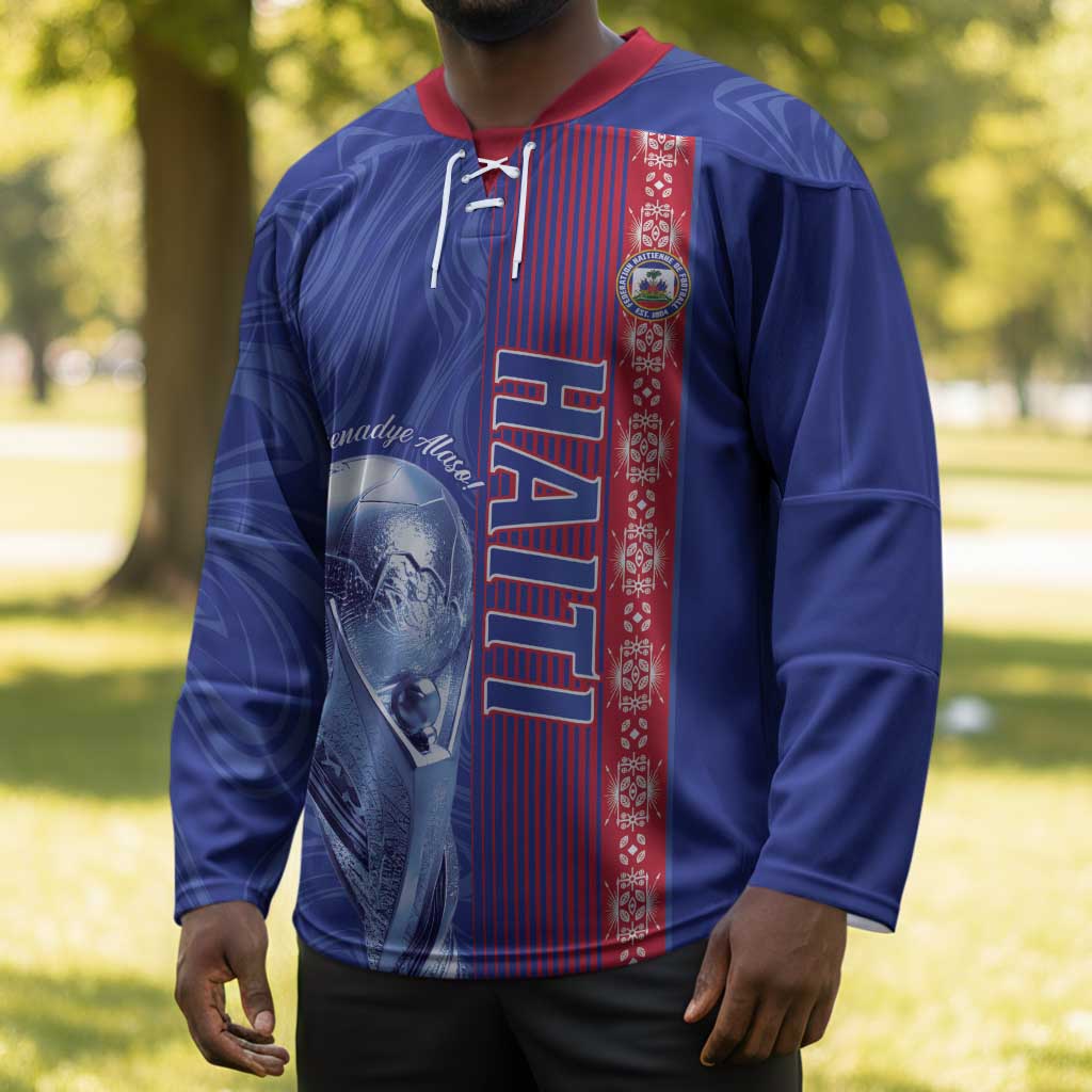 Custom Afro-Haiti Football Hockey Jersey 2026 Grenadye Alaso Blue Version - African Pride