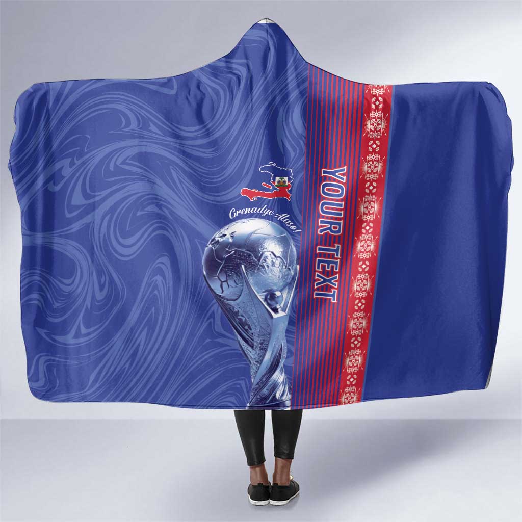 Custom Afro-Haiti Football Hooded Blanket 2026 Grenadye Alaso Blue Version - African Pride