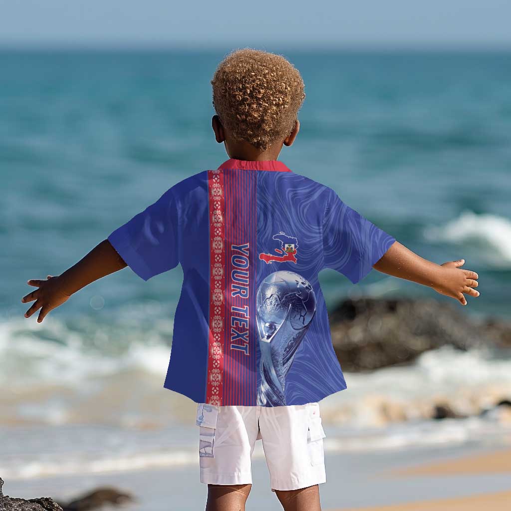 Custom Afro-Haiti Football Kid Hawaiian Shirt 2026 Grenadye Alaso Blue Version LT14