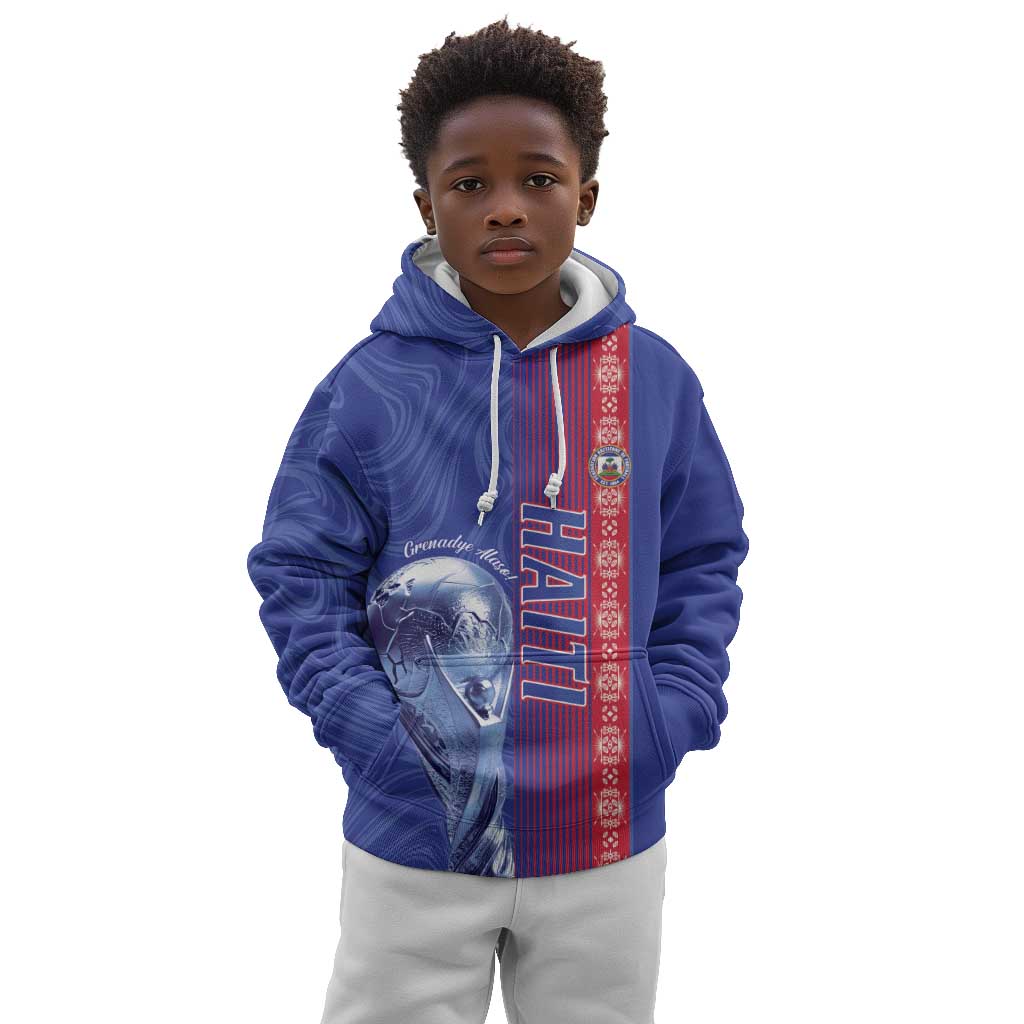 Custom Afro-Haiti Football Kid Hoodie 2026 Grenadye Alaso Blue Version - African Pride