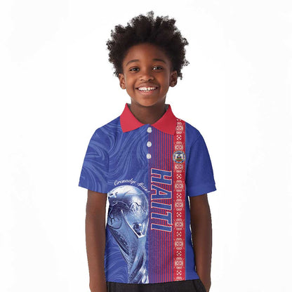 Custom Afro-Haiti Football Kid Polo Shirt 2026 Grenadye Alaso Blue Version LT14