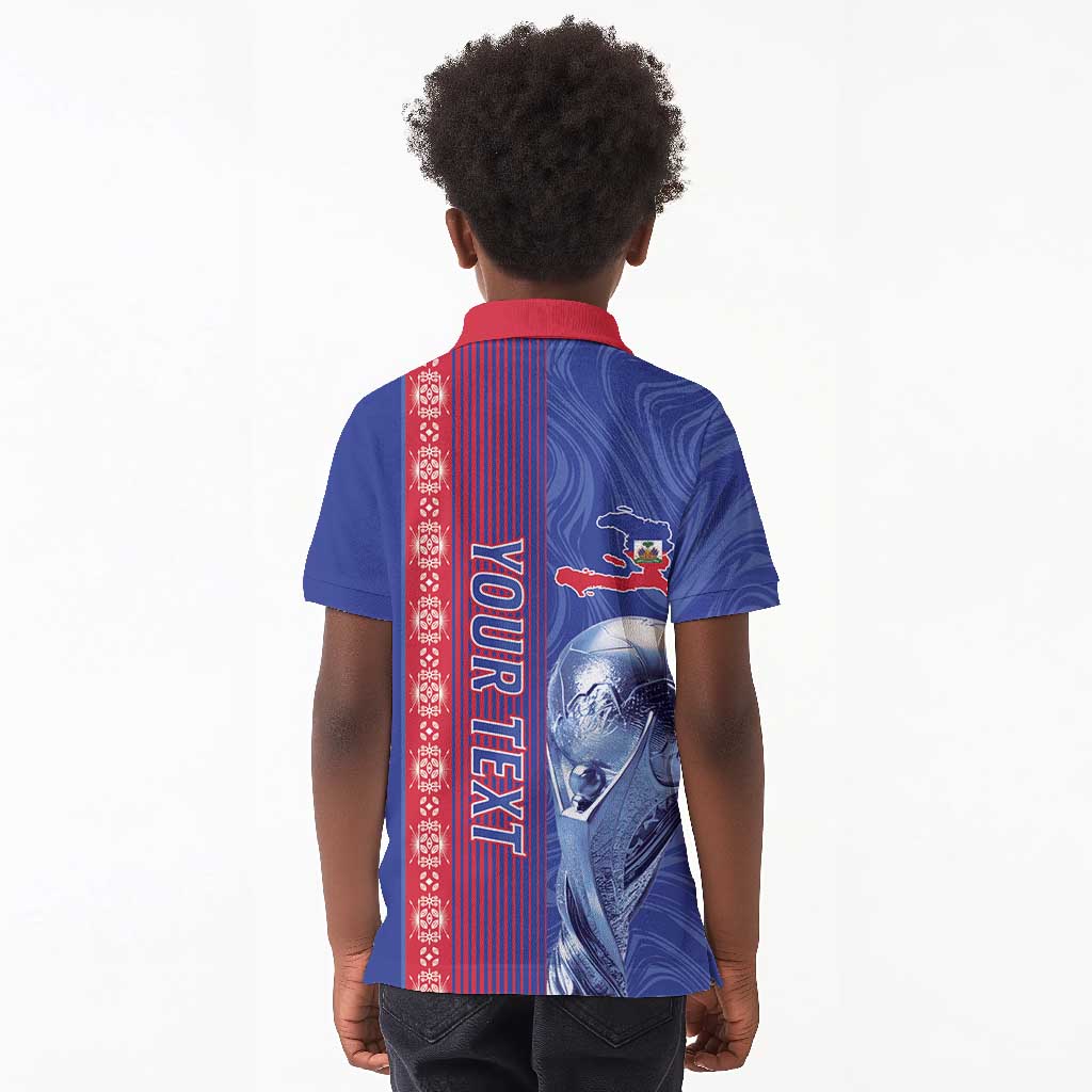 Custom Afro-Haiti Football Kid Polo Shirt 2026 Grenadye Alaso Blue Version LT14
