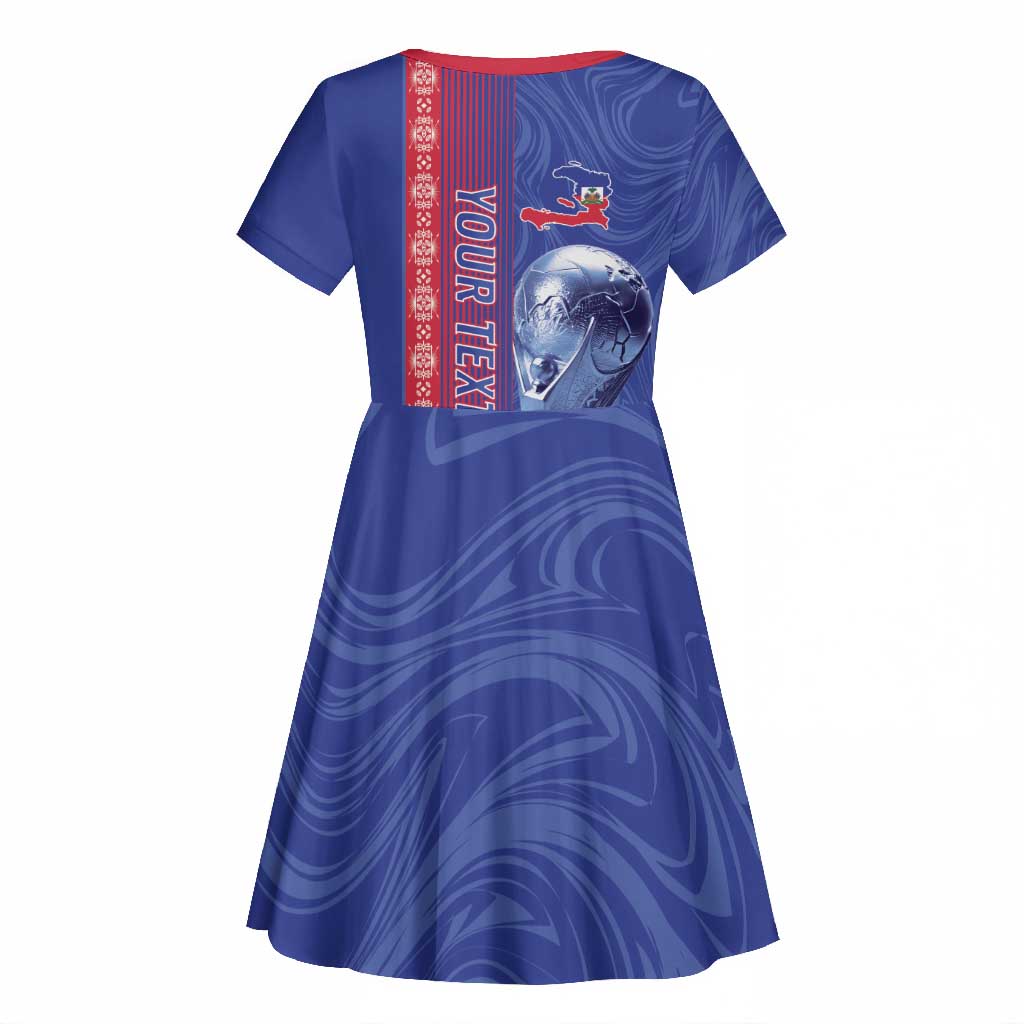 Custom Afro-Haiti Football Kid Short Sleeve Dress 2026 Grenadye Alaso Blue Version LT14
